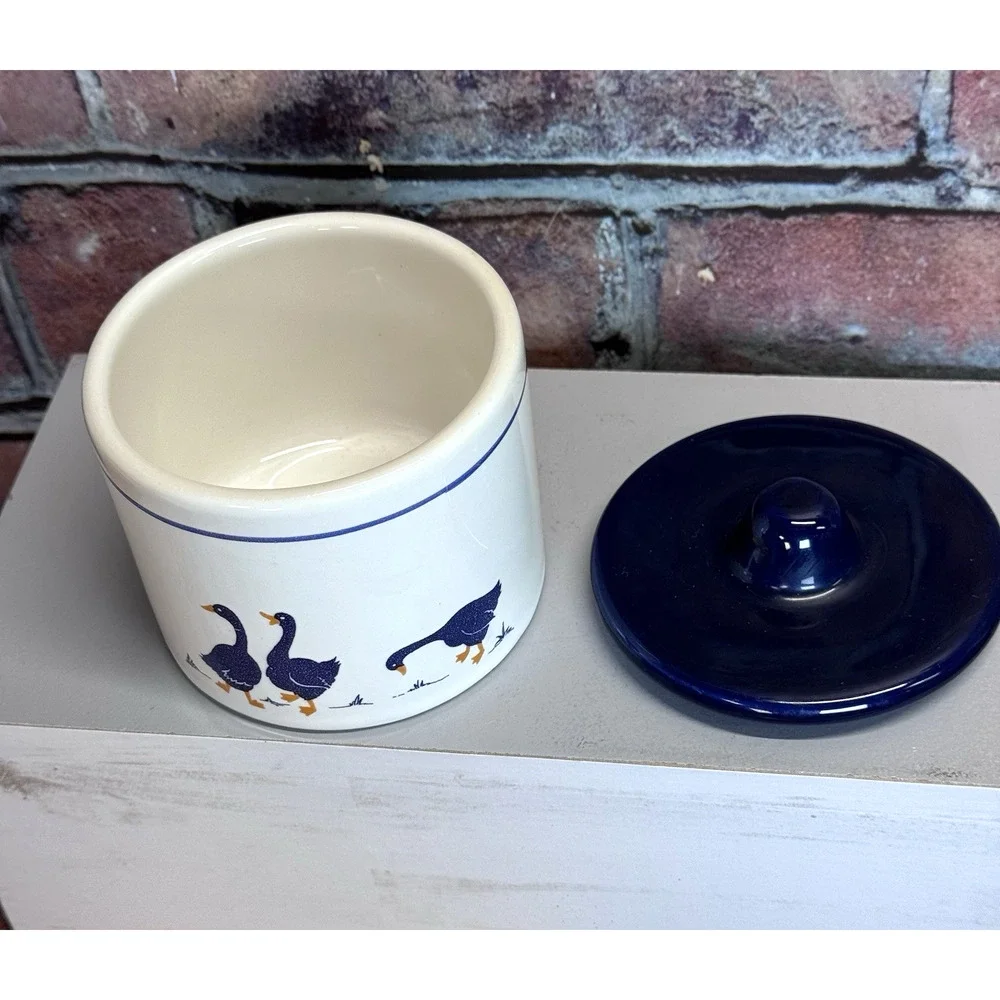 Vintage Rosenthal Netter Blue Geese Creamer Sugar Bowl Set W Lid Granny Core‎